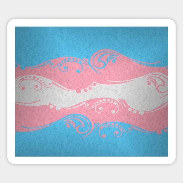 Fancy Swooped and Swirled Transgender Pride Flag Background Sticker by LiveLoudGraphics